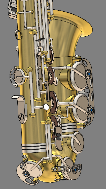 alto中音薩克斯管模型3D圖紙 Solidworks設計