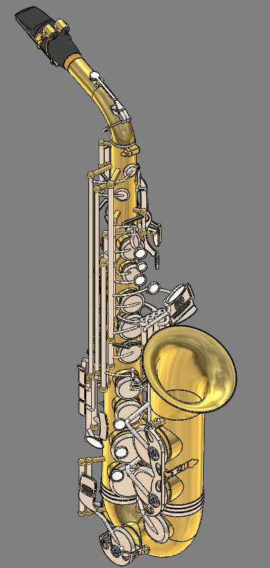 alto中音薩克斯管模型3D圖紙 Solidworks設計