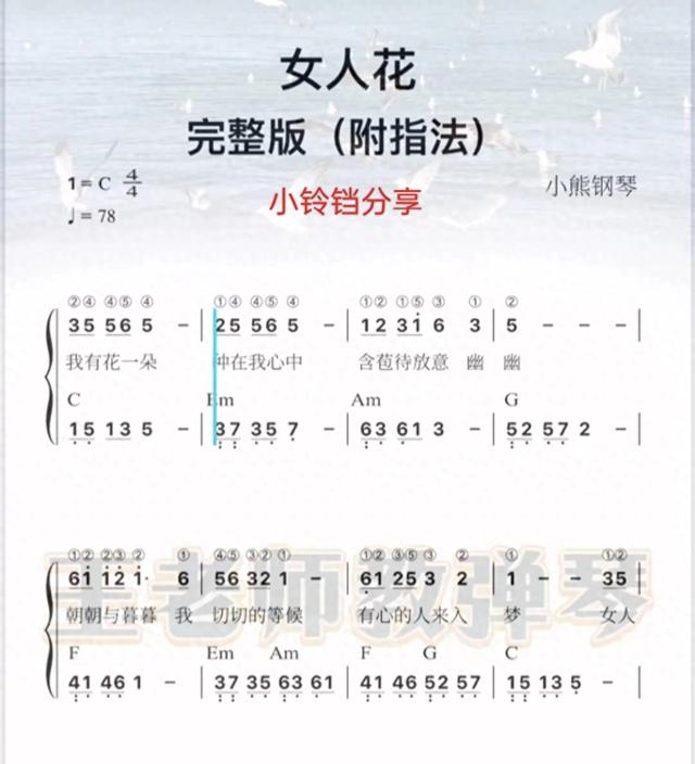 鋼琴電子琴譜《女人花》《小小新娘花》《青花瓷》《一簾幽夢(mèng)》