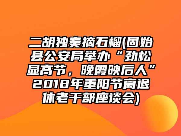 二胡獨(dú)奏摘石榴(固始縣公安局舉辦“勁松顯高節(jié)，晚霞映后人”2018年重陽(yáng)節(jié)離退休老干部座談會(huì))