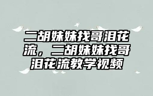 二胡妹妹找哥淚花流，二胡妹妹找哥淚花流教學視頻