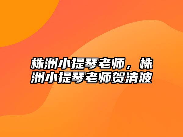 株洲小提琴老師，株洲小提琴老師賀清波