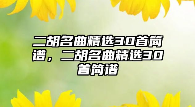 二胡名曲精選30首簡譜，二胡名曲精選30首簡譜