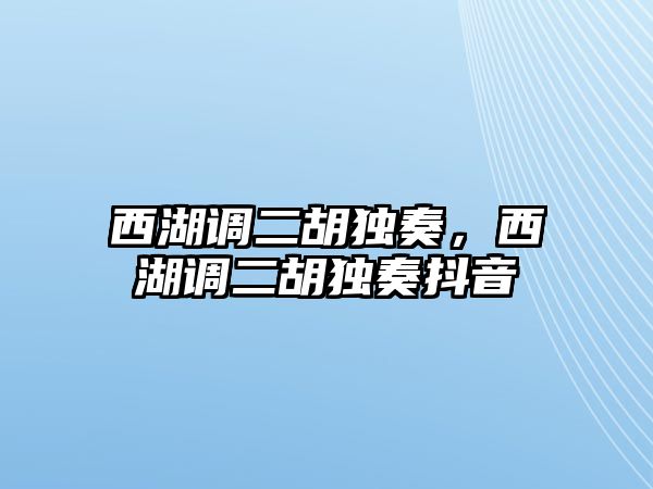 西湖調二胡獨奏，西湖調二胡獨奏抖音