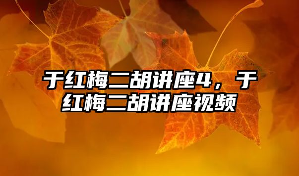 于紅梅二胡講座4，于紅梅二胡講座視頻