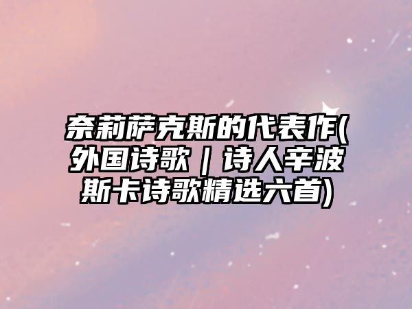 奈莉薩克斯的代表作(外國詩歌｜詩人辛波斯卡詩歌精選六首)