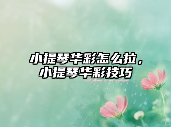 小提琴華彩怎么拉，小提琴華彩技巧