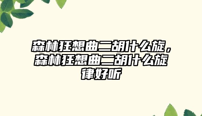 森林狂想曲二胡什么旋，森林狂想曲二胡什么旋律好聽