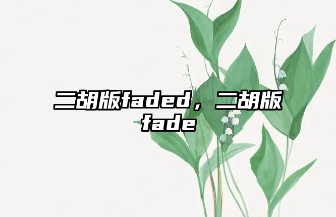 二胡版faded，二胡版fade