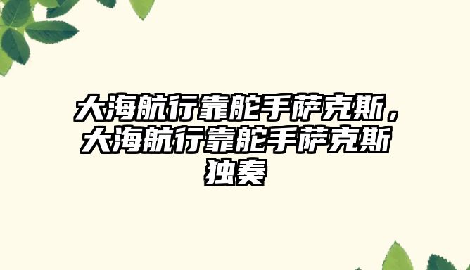 大海航行靠舵手薩克斯，大海航行靠舵手薩克斯獨奏