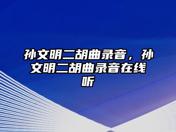 孫文明二胡曲錄音，孫文明二胡曲錄音在線聽(tīng)