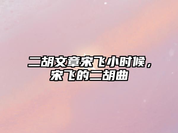 二胡文章宋飛小時候，宋飛的二胡曲