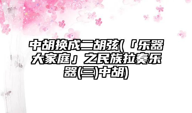 中胡換成二胡弦(「樂器大家庭」之民族拉奏樂器(三)中胡)