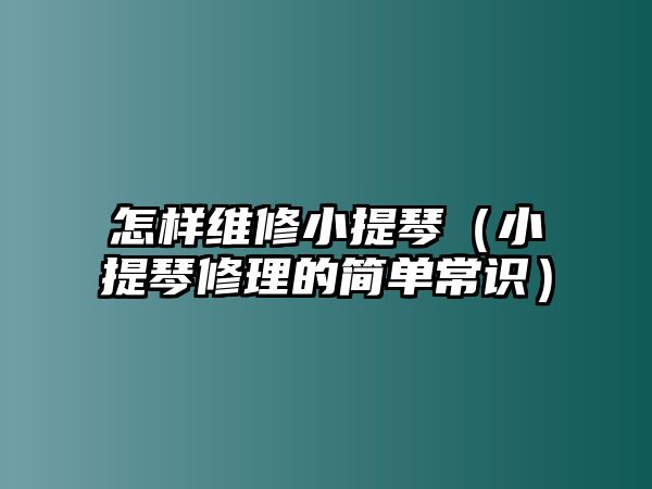 怎樣維修小提琴（小提琴修理的簡單常識）