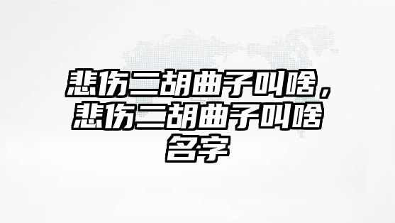 悲傷二胡曲子叫啥，悲傷二胡曲子叫啥名字