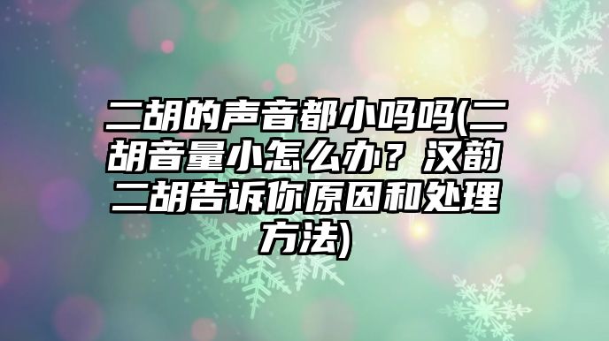 二胡的聲音都小嗎嗎(二胡音量小怎么辦？漢韻二胡告訴你原因和處理方法)