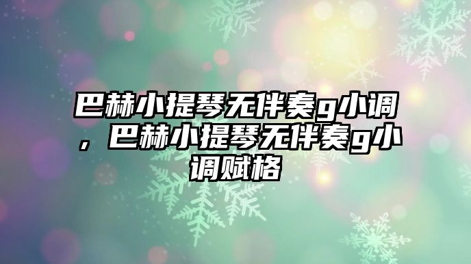 巴赫小提琴無伴奏g小調，巴赫小提琴無伴奏g小調賦格