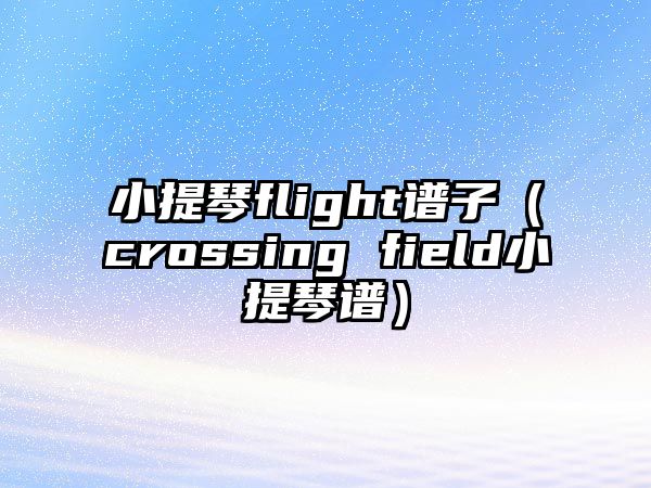 小提琴flight譜子（crossing field小提琴譜）