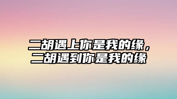 二胡遇上你是我的緣，二胡遇到你是我的緣