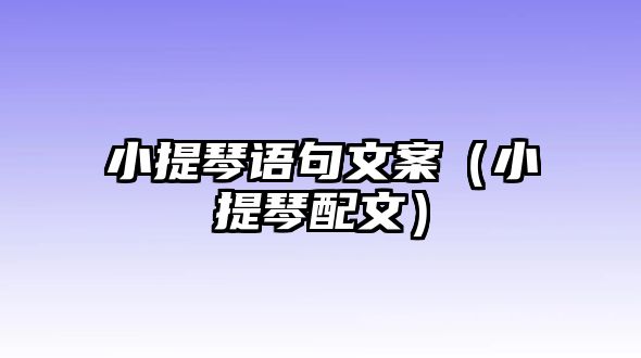 小提琴語句文案（小提琴配文）