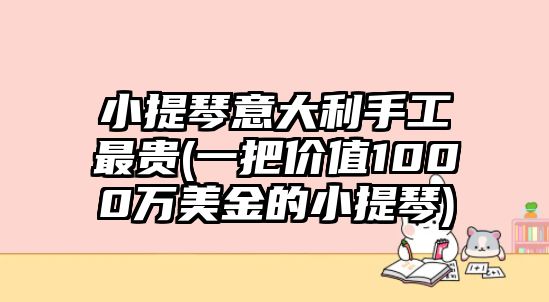 小提琴意大利手工最貴(一把價值1000萬美金的小提琴)