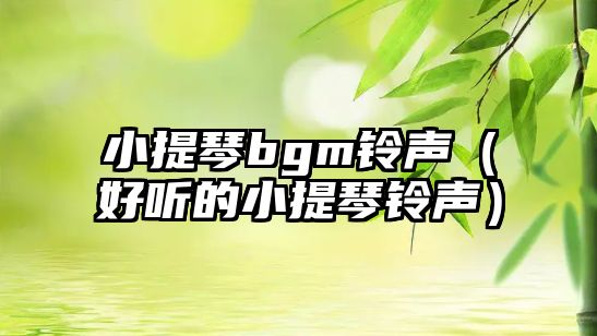 小提琴bgm鈴聲（好聽的小提琴鈴聲）