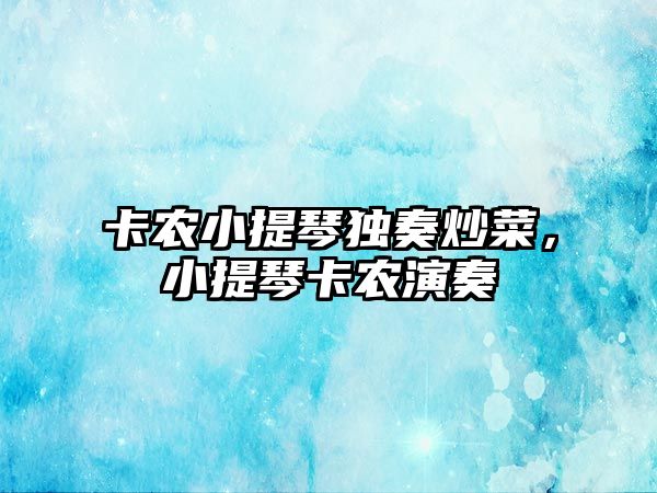 卡農(nóng)小提琴獨(dú)奏炒菜，小提琴卡農(nóng)演奏