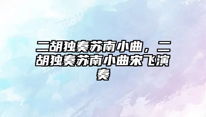 二胡獨奏蘇南小曲，二胡獨奏蘇南小曲宋飛演奏