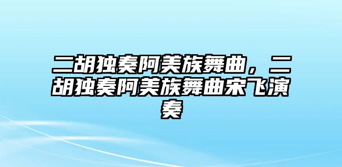 二胡獨奏阿美族舞曲，二胡獨奏阿美族舞曲宋飛演奏