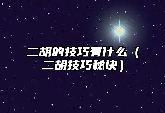 二胡的技巧有什么（二胡技巧秘訣）