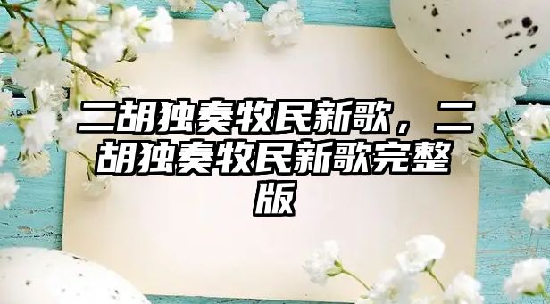 二胡獨奏牧民新歌，二胡獨奏牧民新歌完整版