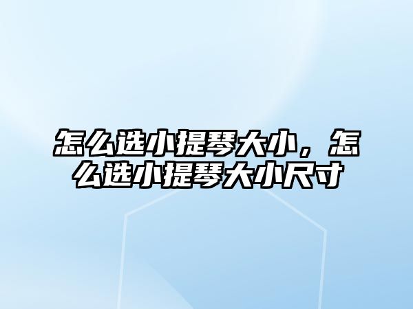 怎么選小提琴大小，怎么選小提琴大小尺寸