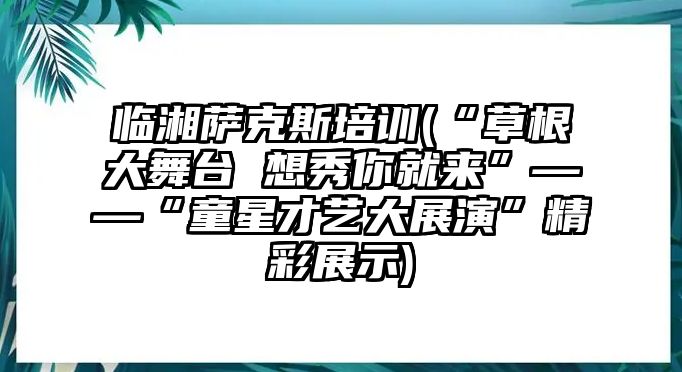 臨湘薩克斯培訓(“草根大舞臺 想秀你就來”——“童星才藝大展演”精彩展示)