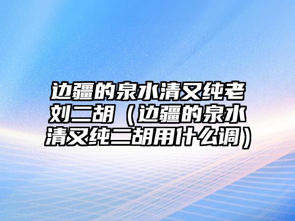 邊疆的泉水清又純老劉二胡（邊疆的泉水清又純二胡用什么調）