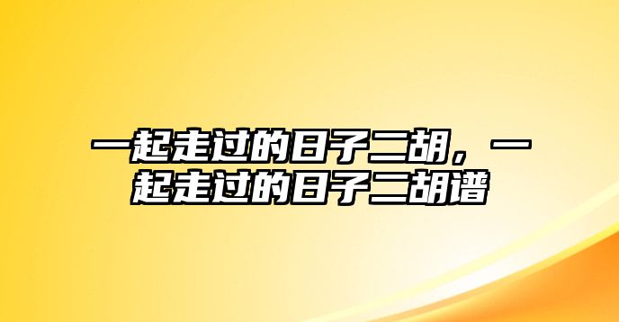 一起走過的日子二胡，一起走過的日子二胡譜