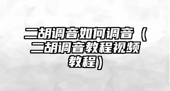 二胡調音如何調音（二胡調音教程視頻教程）