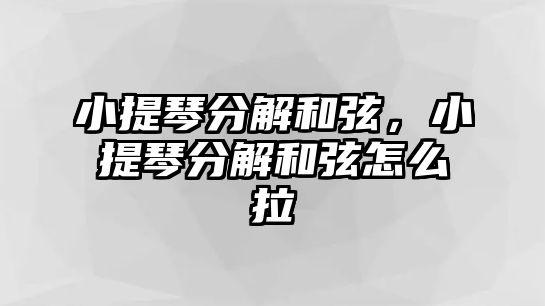 小提琴分解和弦，小提琴分解和弦怎么拉