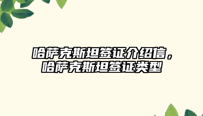 哈薩克斯坦簽證介紹信，哈薩克斯坦簽證類型