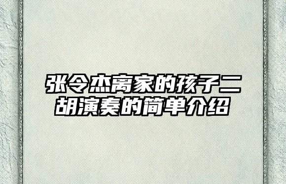 張令杰離家的孩子二胡演奏的簡單介紹