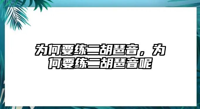 為何要練二胡琶音，為何要練二胡琶音呢