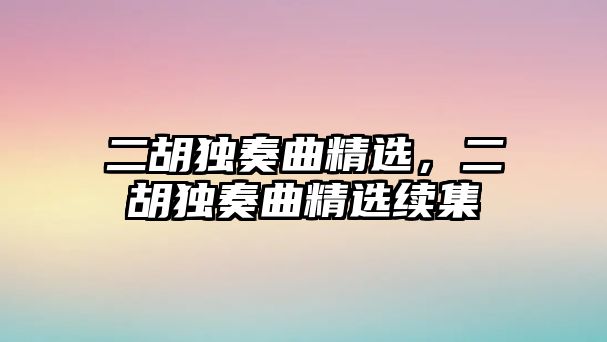 二胡獨奏曲精選，二胡獨奏曲精選續集