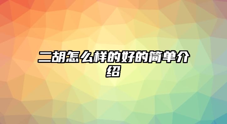 二胡怎么樣的好的簡單介紹