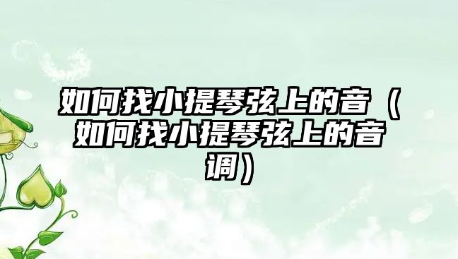 如何找小提琴弦上的音（如何找小提琴弦上的音調）