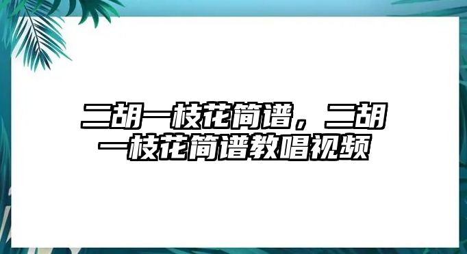 二胡一枝花簡(jiǎn)譜，二胡一枝花簡(jiǎn)譜教唱視頻