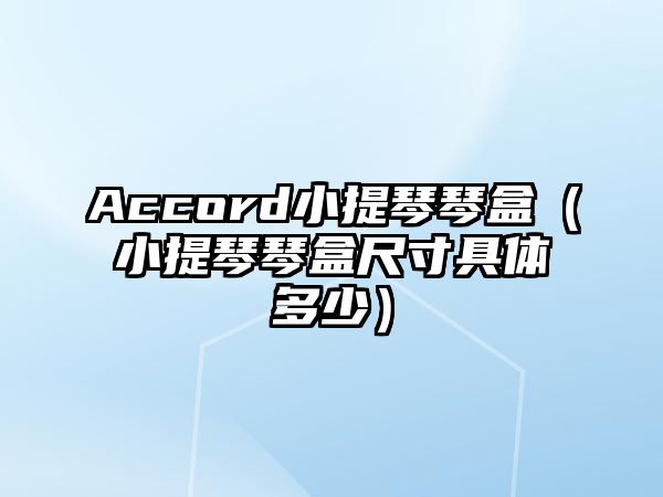 Accord小提琴琴盒（小提琴琴盒尺寸具體多少）