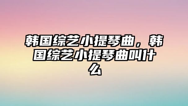 韓國綜藝小提琴曲，韓國綜藝小提琴曲叫什么