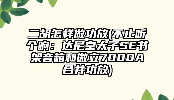 二胡怎樣做功放(不止聽個響：達尼皇太子SE書架音箱和傲立7000A合并功放)