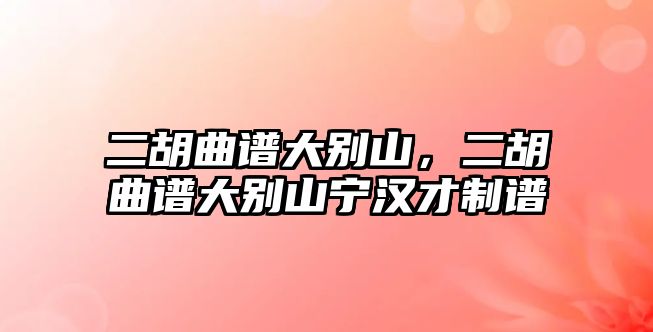 二胡曲譜大別山，二胡曲譜大別山寧漢才制譜