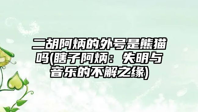 二胡阿炳的外號是熊貓嗎(瞎子阿炳：失明與音樂的不解之緣)