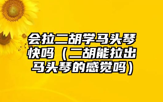 會拉二胡學馬頭琴快嗎（二胡能拉出馬頭琴的感覺嗎）